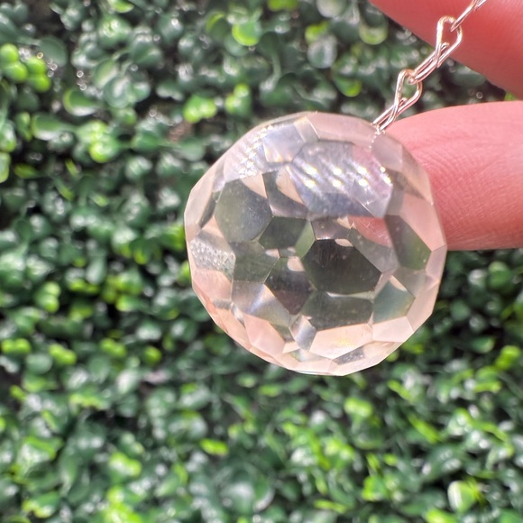 Faceted Clear Quartz Sphere Pendulum - Picture 2 of 4